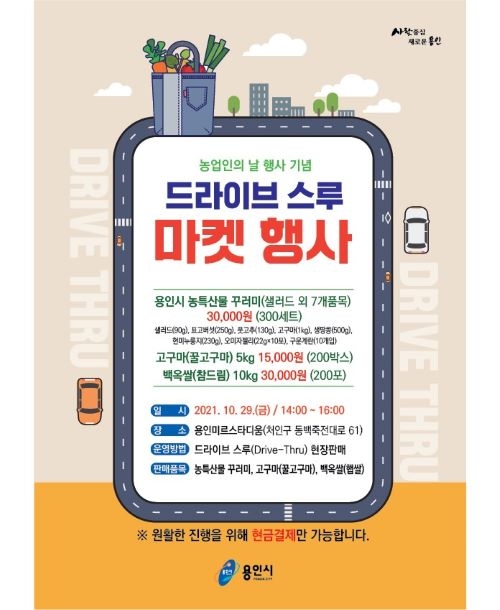 용인시, 미르스타디움서 '드라이브 스루 마켓' 개최