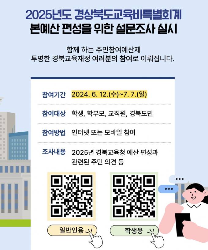 경북교육청, 2025년도 예산 편성 주민참여 설문조사 실시 
